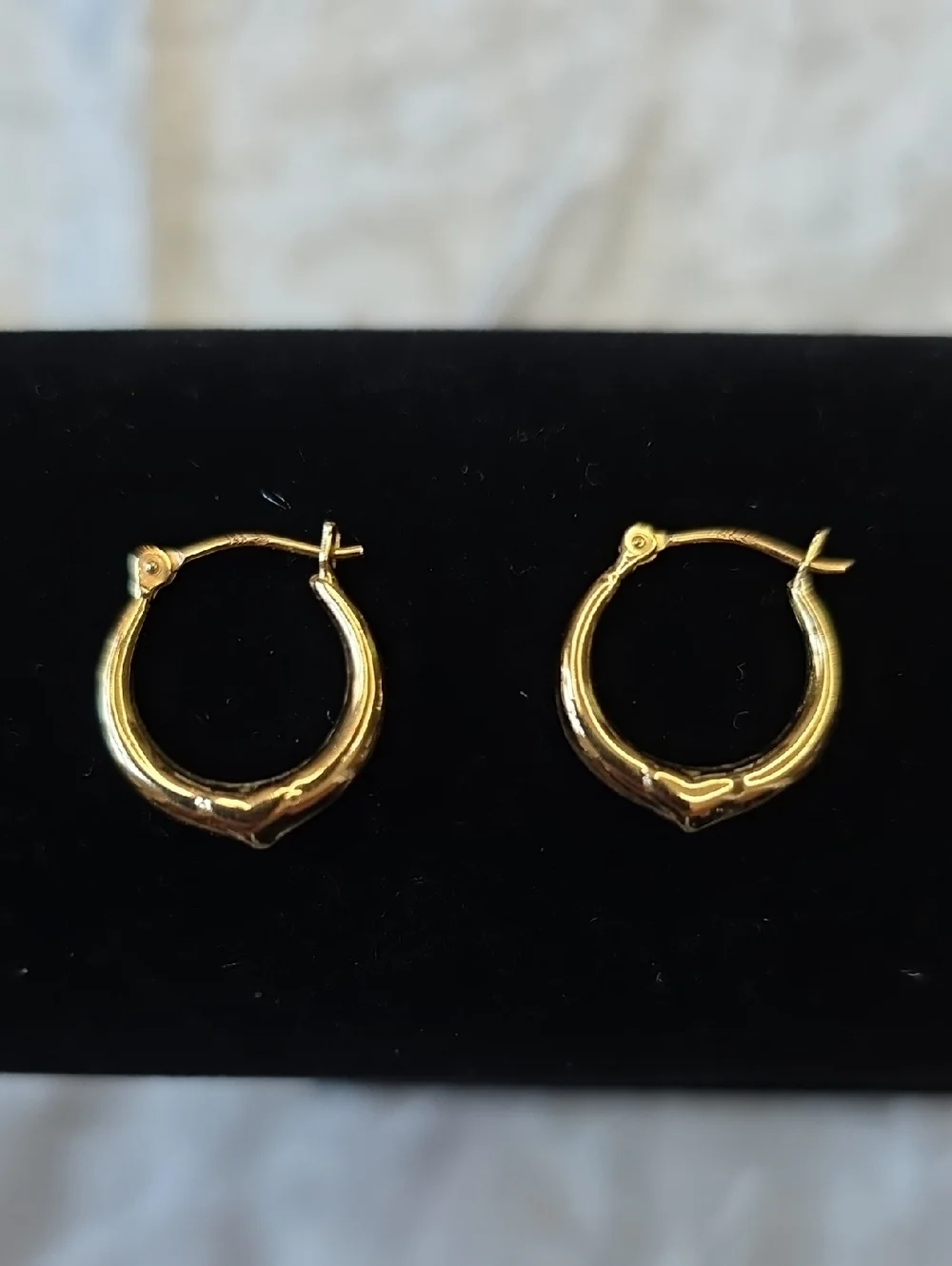14kt Gold Hoop Heart Accent Earrings